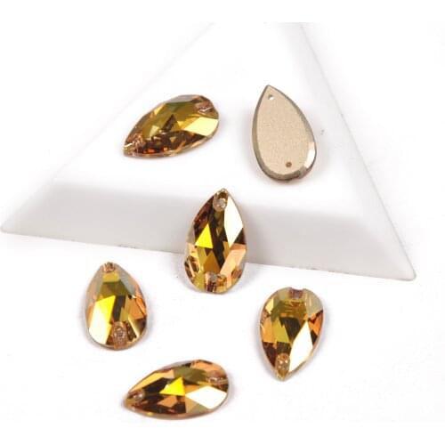 YANRUO 3230 Drop Sunshine Golden Rhinestone Strass Diamond For Sewing and Needlework Clothes Craft DIY