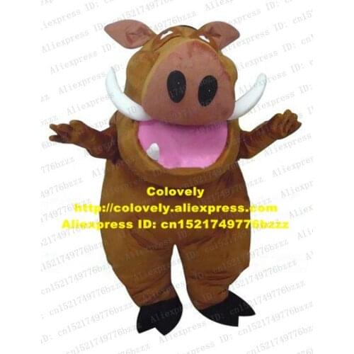 Vivid Brown Pumbaa Lion King Sus Scrofa Wild Boar Mascot Costume With Bright Black Eyes Black Claws Fat No.4729 Free Ship