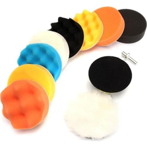 10Pcs/Set 3 inch Car Polishing Disc Self-Adhesive Buffing Waxing Sponge Wool Wheel Polishing Pad For Car Polisher Drill Adapte