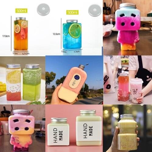 10pcs Transparent Plastic Milk Storage Bottles Beverage Drinking Bottles Milk Water Juice Bottle for Milk Tea Shop Take Out