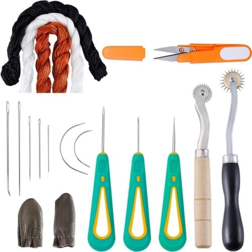 18PCS Leathercraft Tool Sets Shoes Repair Tool Sets Awl Hand Stitching Leathercraft Needle Tool Kit Leather Craft