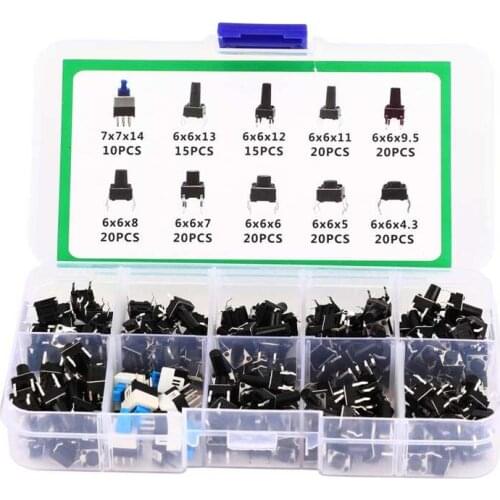 180Pcs Push Button Switch for TV Audio Computer Electronic Product Controller Boxed Micro Switch
