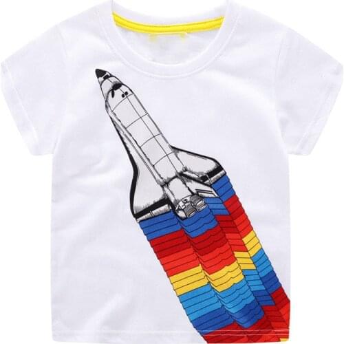 2020 Boys T-shirt Kids Clothes Rocket T Shirt Summer Top White Tshirt Camisetas Toddler Boy T-shirts Koszulki Tee Shirt Koszulka