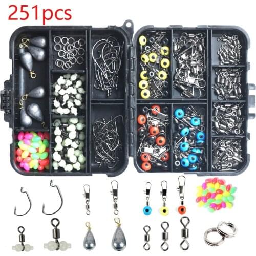 251pcs/box Portable Fishing Tackles Box Sea Fishing Rock Fishing Sets Accessories Kit Set for Winter Fishing Accessoires Tool