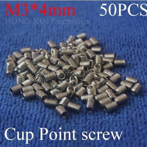 50PCS M3*4mm Stainless Steel Allen Head cup point Hex Socket Set Screw Grub Screw