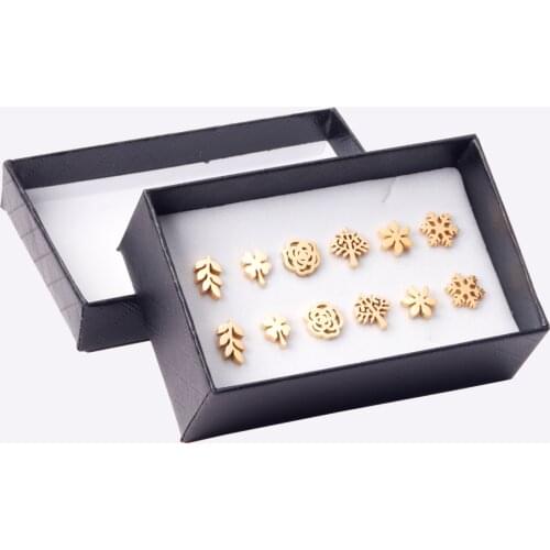 6 Pairs/Box Earrings Stainless Steel Small Ear Studs Gold/Silver Color Women/Men Punk Ear Stud for Gift Jewelry Accessories