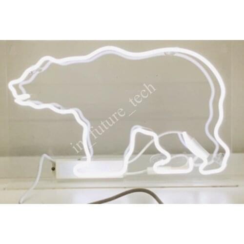 14“ Polar Bear Acrylic Custom Neon Light Lamp Sign Beer Bar Handmade Real Glass Decorate Home Wall Room Windows Tube Artwork