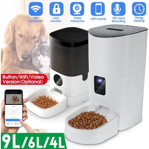 4L/6L/9L Automatic Pet Feeder APP Control Timing Feeding Voice Record Pet Food Dispenser [Video/WiFi/Bluetooth/Button Version]