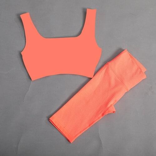 2 Piece Seamless Yoga Set Female Padded Sports Bra + High Waist Running Yoga Shorts Biker Women Gym Workout Clothes Sports Suit