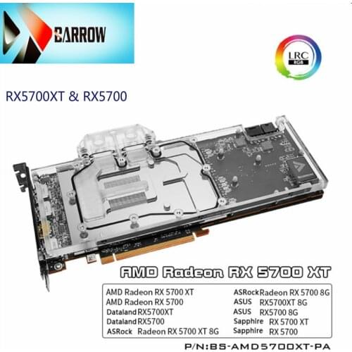 Barrow GPU water cooling block for AMD Radeon RX 5700 XT AsRock ASUS Radeon RX 5700 XT 8G supports original backplane BS-AMD570
