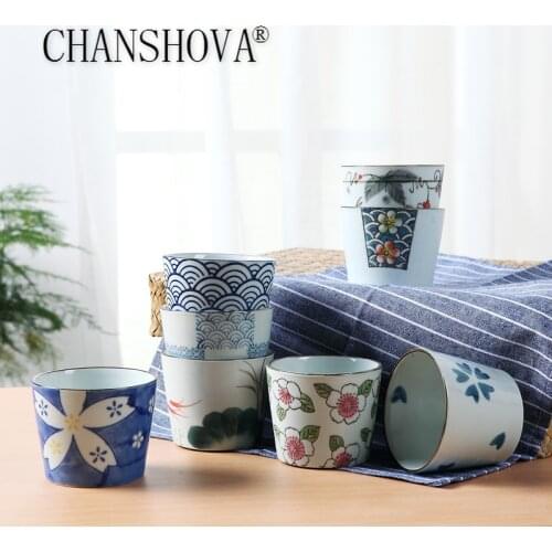 CHANSHOVA 180ml Ceramic Wide mouth teacup coffee cup chinese retro style Hand drawn Personality China porcelain H076