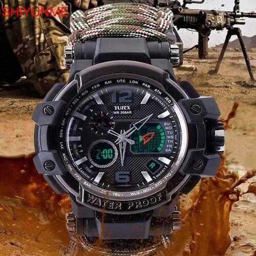 SHIYUNME Mens Watch Thermometer Compass Quartz Watch Double Display G Shock Sports Waterproof Luminous Watch Orologio da uomo