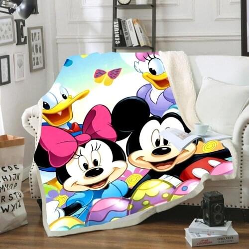 Home Textile Disney Minnie Mickey Easter Series Floral Motif Gift Cozy Soft Blanket for Boys and Girls Holiday Bedroom Decor