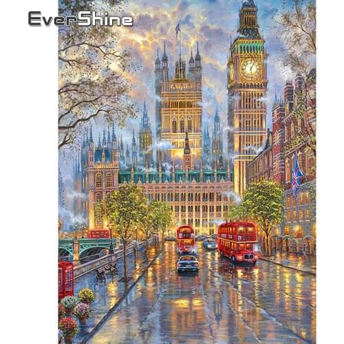 Evershine Diamond Painting Rainy Full Set Diamond Embroidery Scenery Diamond Mosaic Cross Stitch Kit Full Square Home Decoration