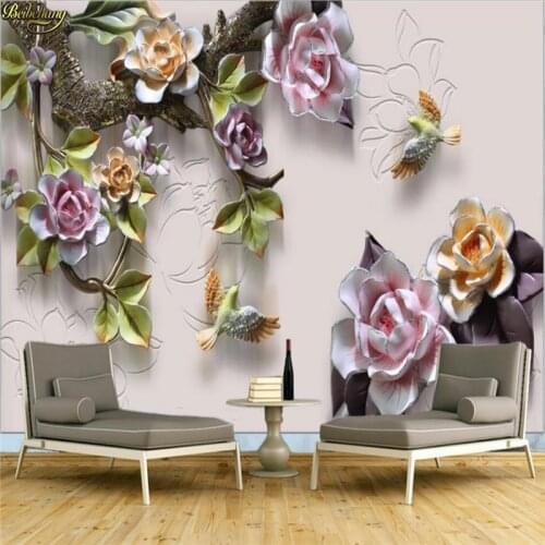 Beibehang Custom Photo Wallpaper Mural 3D Anaglyph Rose Flower Decorative Painting Background Wall Painting papel de parede