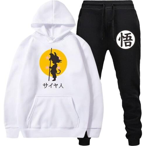 Good Quality Son Goku Hoodies Sweatshirt Sweatpant Women Men Unisex Fleece Saiyan Harajuku Pullover 2 Pieces Set Tracksuit