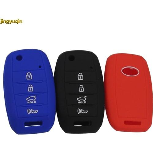 Jingyuqin 4 Buttons Remote Folding Flip Silicone Car Key Cover Case for KIA rio Sportage 2016 ceed Sorento cerato K2 K3 K4 K5