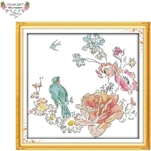 Your Gift Counted and Stamped The Bird And Roses Needlework Needlepoint Embroidery DIY Cross Stitch kits for Home Decor J309