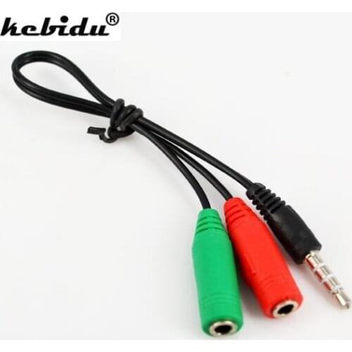 Kebidu 3.5MM Extension Audio + Mic Earphone Headphone Audio Splitter Cable Adapter Male to 2 Female