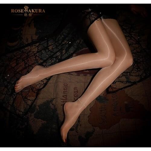 2021 New Solid Nylon Thin High Elastic Sheer Tights Women Usual Sexy Oil Shiny Line Crotch Pantyhose 8251