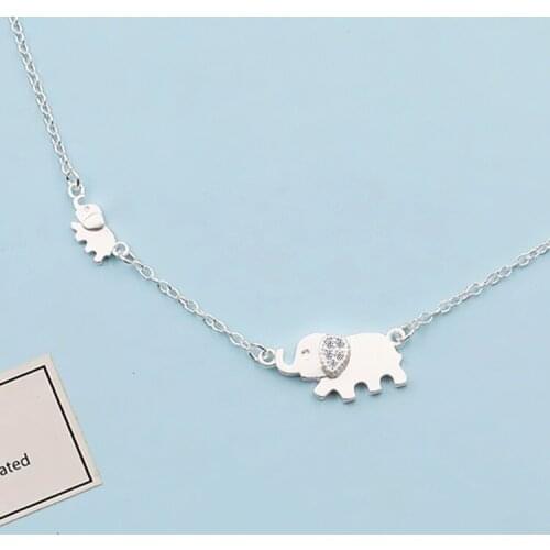 Korean Fashion Elephant Necklace Exquisite Zircon Lovely Animal Clavicle Necklace Personalized Womens Necklace Party Jewelry