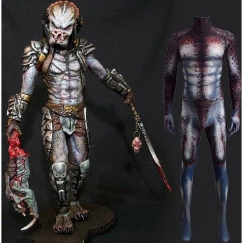 Predator Cosplay Costume Lycra Spandex Superhero Zentai Suits Halloween Costume Superhero Predator Costume For Adult Kids