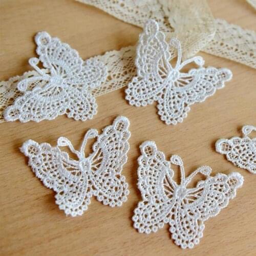 Lace Butterfly Patches for Clothing Sew Lace Butterfly Sticker Clothes Applique Decal Hollow out Lace Embroidery Stickwork