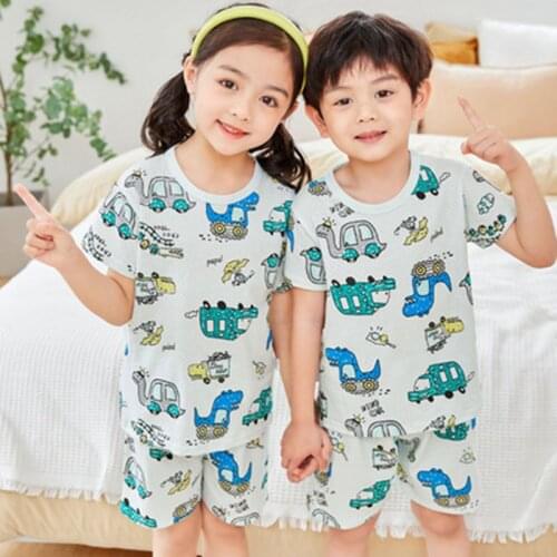 Summer Childrens Pajamas Sets Boys Sleepwear Baby Girl Clothes Cartoon Pyjamas Kids T-Shirt+Shorts Pijamas Cotton Nightwear