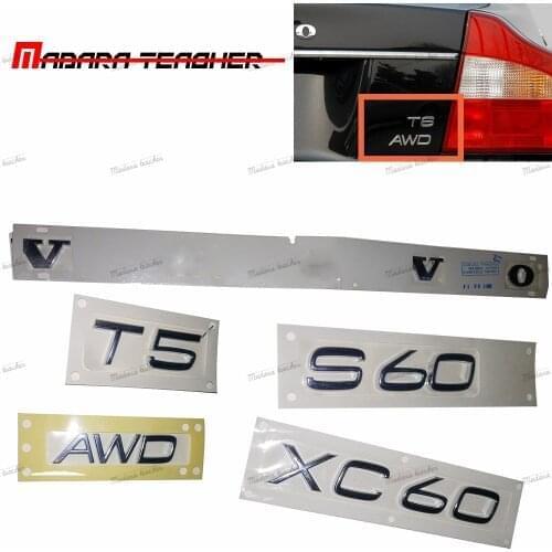 Car Rear Boot Trunk Lid Letters Badge Emblem Logo For VOLVO C70 C30 S60 XC90 XC60 V60 V40 S80 T5 T6 2.0T 2.5T AWD Car styling