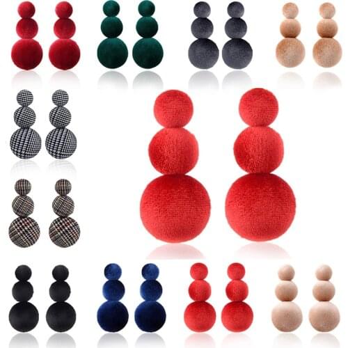 LZHLQ Brand 2021 New Fashion Velvet Earrings Green Ball Drop Long Pendant Earrings for Women Gifts Korean Jewelry Earrings