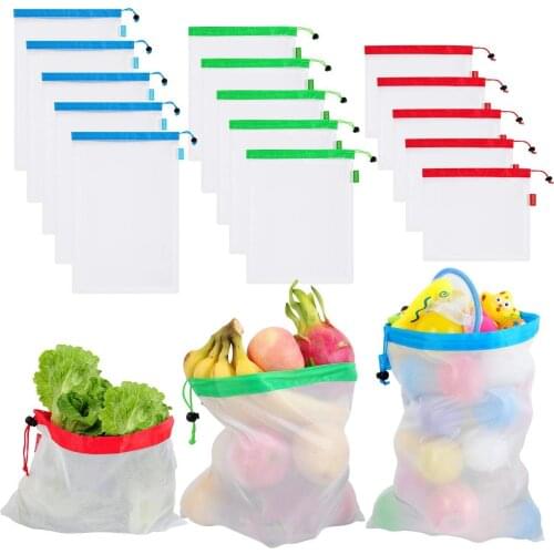 5/3pcs/lot Reusable Mesh Produce Bags Washable Eco Friendly Bags for Grocery Shopping Storage Fruit Vegetable Toys Sundries Bag
