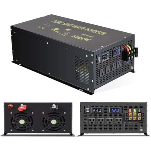Pure Sine Wave Solar Inverter 12V 220V 6000W Inverter Solar Panel Converter 24V/48V/72V DC to 120V/230V/240V AC Remote Control