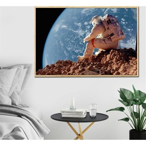 New Earth Posters and Prints Astronaut Nebula Space Art Galaxy Canvas Painting Wall Pictures for Living Room Decoration Maison