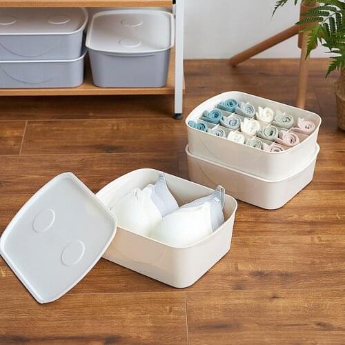 Underwear Storage Box Organizer with Cover Plastic for Bra Panties Socks Drawer Desktop can CSV