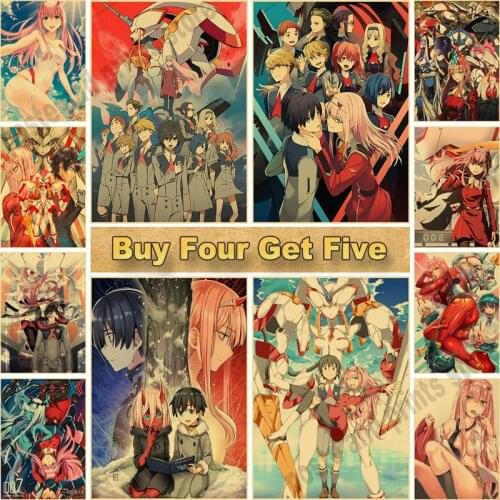Classic Anime DARLING In The FRANXX Posters Wall Art Painting Picture Printed on Kraft Paper Poster Home Room Decor Wall Sticker