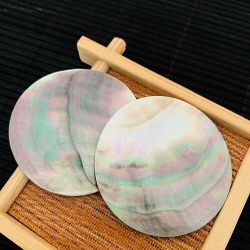2PCS 45mm Natural Black Mop Seashell charm bead Pendant Round Mother of Pearl Polished Shell for DIY Jewelry Finding Accessories