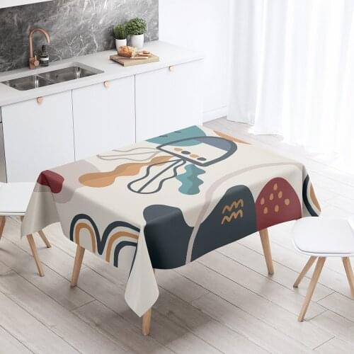 Rectangular Anti-stain Kitchen Oilcloth Nordic Modern Tablecloth for Table Blue Cloth Cover Decoration Waterproof Decor Dining