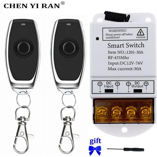 433MHz High Power DC 12V 24V 72V 30A RF Remote Control Switch 1CH Relay Receiver and Transmitter for Car Horn Water Pump Control