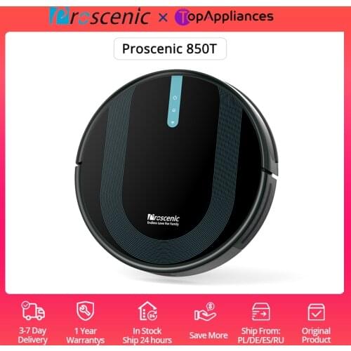 Proscenic 850T Robot Vacuum Cleaner For Home, Powerful 3000 Pa Suction 2600mAh, 300ML Electric Water Tank, 500ML Dust Box, Wi-Fi