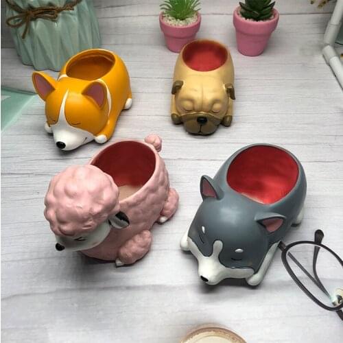 Dog Shape Silicone Flower Pot Mold Diy Cactus Succulent Planter molds for candlestick Gypsum Mould Garden Various shapes candle