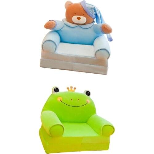 2pcs Replacement Slipcover for Kids Foldable Sofa Chairs Cartoon Animal Bear Frog Armchair Lounger Couch Cover for Children