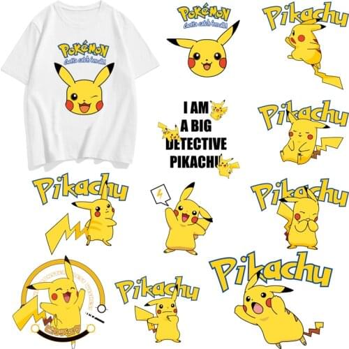 Pikachu Iron on Patches Baokemeng Parches Iron on Diy Accessory Heat Transfer Clothes Stickers Fashion Patches for Clothes