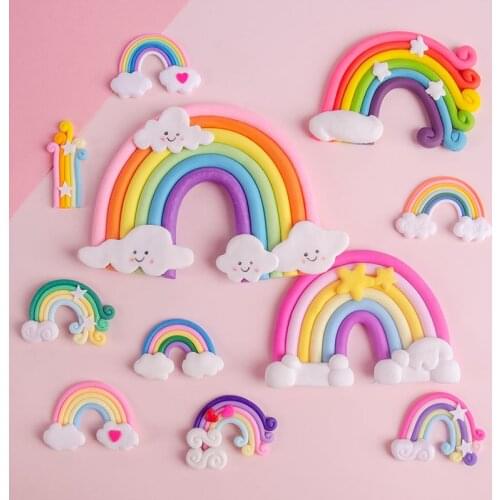 Cake Topper Rainbow Girl Princess Birthday Dress Up Little Riding Unicorn Pvc Plastic Ornaments Cake Party Decoration Supplies