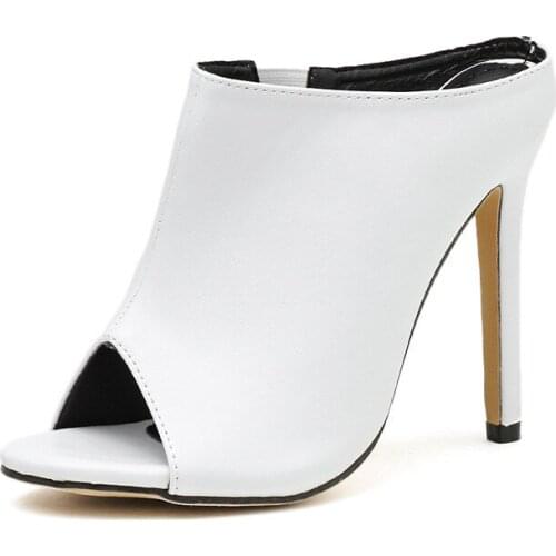 Walking Show Artifact Model high-heeled Shoes Sandals Peep Toe PU 11.5CM Thin High Heels Slip On Shallow women shoes size 35-42