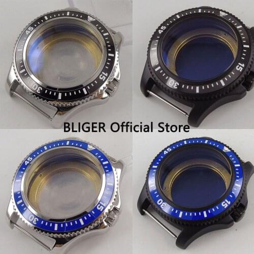 Solid 44mm 316L Stainless Steel Case Ceramic Bezel Watch Case Fit For ETA 2836 Automatic Movement B3