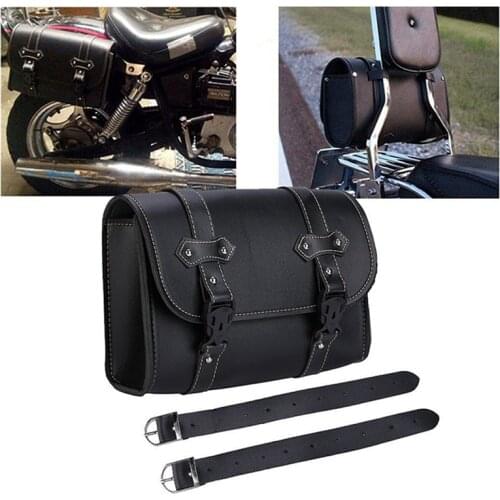 Universal Motorcycle Saddlebag Model Side PU Leather Saddle Bag Front Fork Tail Storage Tool Pouch For Chopper Bobber