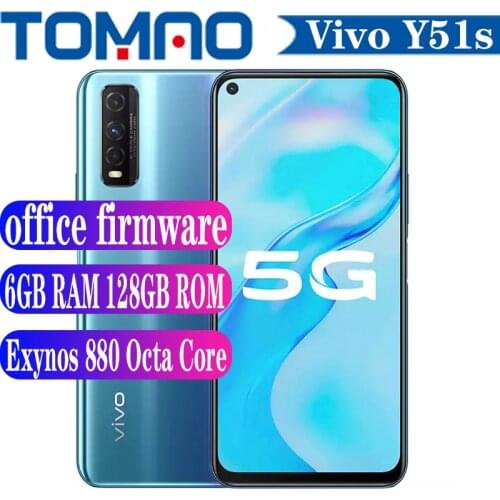 Vivo Y51s 5G mobile phone 6GB RAM 128GB ROM Exynos 880 6.53inch LCD 4500mAh big Battery 18W 48.0MP Triple Cameras 5G Cellphone