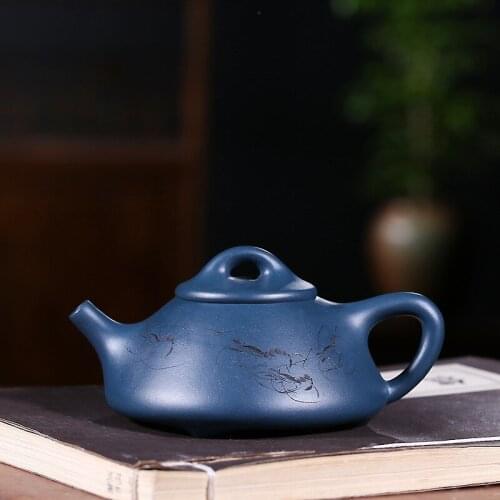 Yixing undressed ore recommended teacher wang fang pure manual azure mud boring stone gourd ladle teapot tea set
