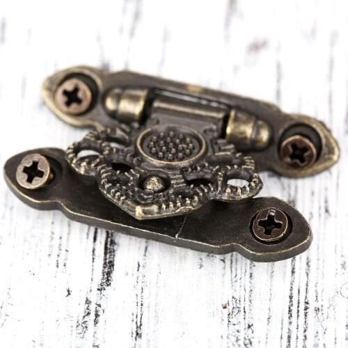 5pcs 37*25mm Box Latch Hasps Antique Bronze Hardware Decorative Jewelry Gift Wooden Box Suitcase Hasp Latch Hook