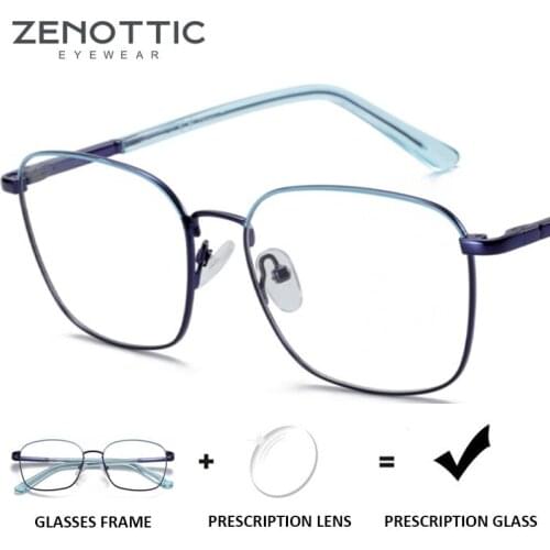 ZENOTTIC Titanium Prescription Progressive Eyeglasses Men Women Square Optical Myopia Anti Blue Light photochromatic Glasses